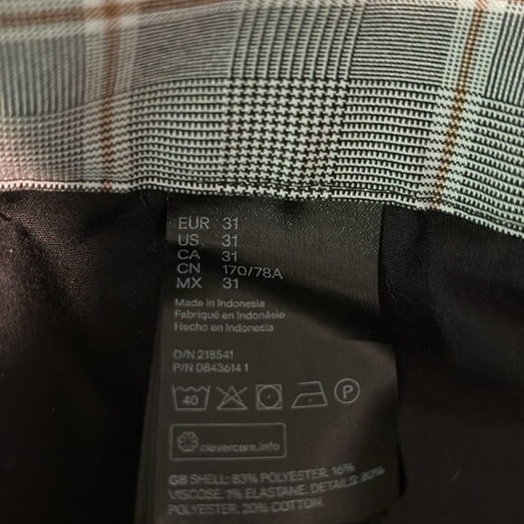H&M Coupe Moulante Plaid Skinny Fit Pants, Sz M - Picture 6 of 6